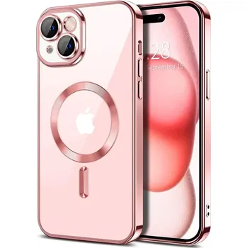 Pouzdro na mobilní telefon Kryt iPhone 15 Techsuit Luxury Crystal MagSafe - růžový