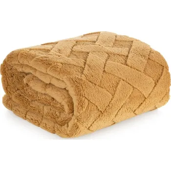 Přehoz na lůžko DEKA Z MIKROFLANELU CARO 70X160 CM MĚDOVÁ