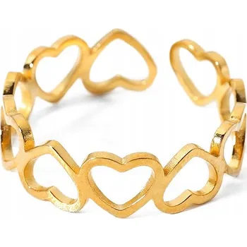 Prsten Dámský PRSTÝNEK srdce OCEL UŠLECHTILÁ POZLACENÁ