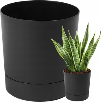 Květináč KVĚTINÁČ OBAL KVĚTINÁČE S PODSTAVCEM ČERNÝ 32,5x34,1cm