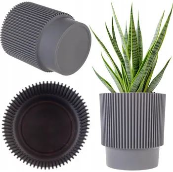 Květináč Šedý plast Květináč Kadax 14 cm x 14 x 16,5 cm