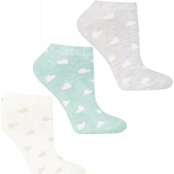Dámské ponožky 3x Dámské Kotníkové Ponožky ponožky Ponožky , Valentýnský Dárek Srdíčka MORAJ 38-41