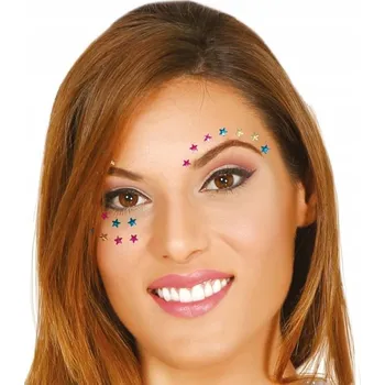 Karnevalový doplněk OBLIČEJOVÉ KŘIŠŤÁLY SAMOLEPICÍ HVĚZDIČKY LÍČENÍ KARNEVAL LÍČENÍ