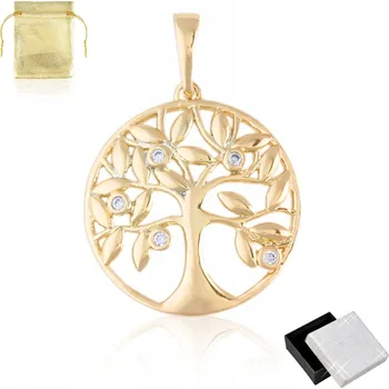 Přívěsek ZLATÝ PŘÍVĚSEK STROMEK ŠTĚSTÍ S KRYSTALKY