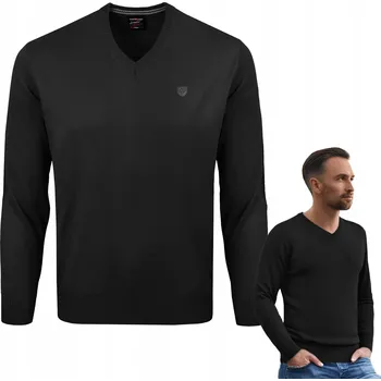 Dámský svetr Pako Jeans svetr Elegantní svetr s výstřihem do V, elastický, černý, výstřih do V, velikost XL