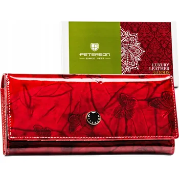 Peněženka Peterson peněženka z pravé kůže červená - dámská
