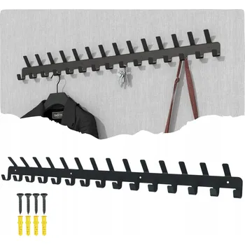 Věšák Černý nástěnný věšák s 29 háčky, držák na šrouby na oblečení, loft