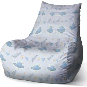Sedací pytel Sablio Sedací vak Bean Létající talíře a rakety: 100 x 90 x 45 cm