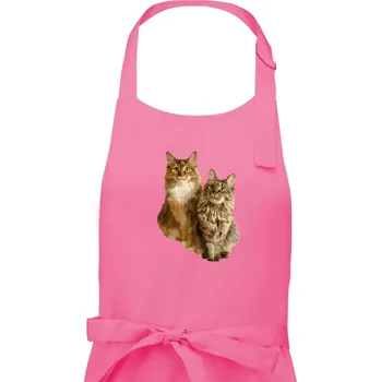 Kuchyňská zástěra Kočky vectorizované (Moňas) - Dámská zástěra na vaření - Univerzální velikost ( Růžová )