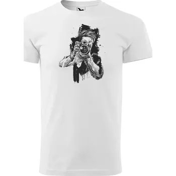 Pánské tričko Sablio Tričko s potiskem Fotograf - bílé M