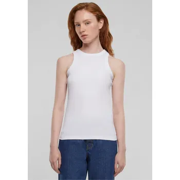 Ladies Racer Back Rib Top - white L