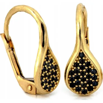 Náušnice Zlaté náušnice 585 s anglickým zapínáním a černými zirkony 14kt 2.02 g jako dárek