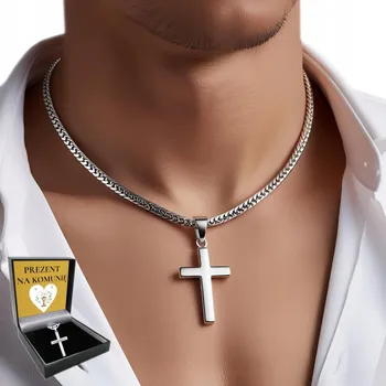 Řetízek STŘÍBRNÝ ŘETÍZEK S KŘÍŽEM, diamantový Pancr Dárek Svaté Přijímání