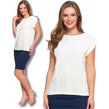 Dámská halenka ELEGANTNÍ DÁMSKÁ BLŮZKA S OZDOBNÝMI KAMÍNKY MORAJ BÍLÁ XL