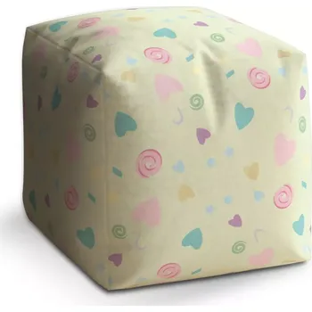 Taburet Sablio Taburet Cube Srdíčka a spirály XL: 40x40x40 cm