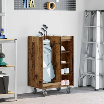 Příborník do zásuvky vidaXL Golfová skříň s kolem Jednobarevný Staré dřevo 65 x 45 x 98 cm