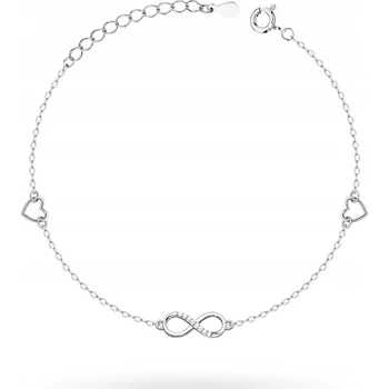 Náramek STŘÍBRNÝ DÁMSKÝ NÁRAMEK ryzost 925 Srdce, Srdíčka a Znak Nekonečna