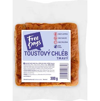 Pečivo FREE DAYS Bezlepkový toustový chléb tmavý 300 g