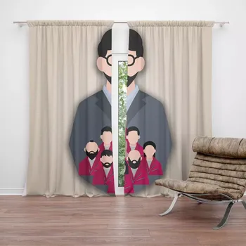 Závěs Sablio Závěs Money heist Profesor a jeho tým Béžová: 2ks 140x250cm