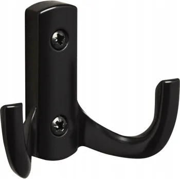 Věšák NÁBYTKOVÝ VĚŠÁK NA OBLEČENÍ DVOJITÝ HÁČEK ČERNÝ