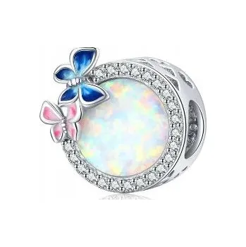 Přívěsek Přívěsek s barevnými motýlky a opálem, stříbro 925