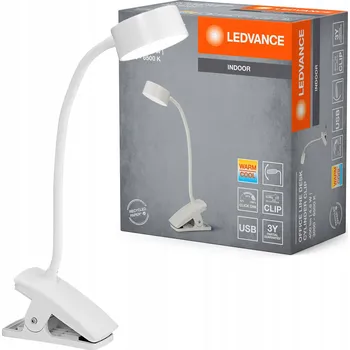 Lampička Ledvance LED stolní lampička s klipem 4.8W, nastavitelná barva světla 3000K až 6500K