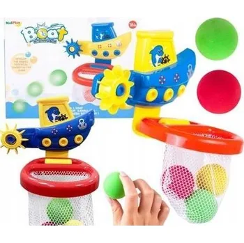 Sada Loďka s Košem a Míčky Hračka Do Vany Házení Míčků do Koše