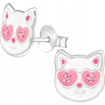 Náušnice STŘÍBRNÉ NÁUŠNICE ŠROUBKY KOČIČKY STŘÍBRO 925