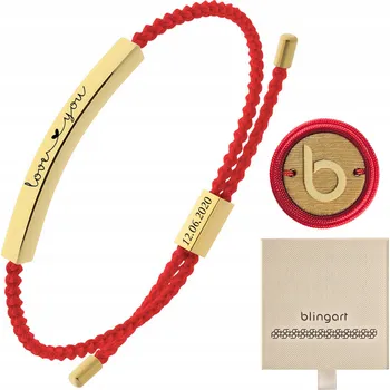 Náramek Náramek se s gravírováním, červená šňůrka, nastavitelný, zlatá OCEL 316L