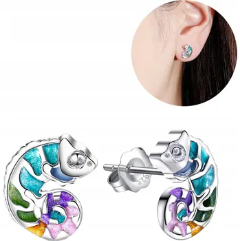 Náušnice STŘÍBRNÉ NÁUŠNICE CHAMELEON PRO DÍVKU, RHODIOVANÉ STŘÍBRO 925, ŠROUBKY