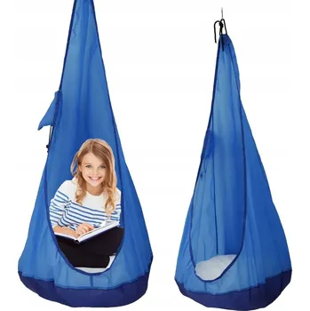 Zahradní houpačka ZAHRADNÍ HOUPAČKA KOKON PRO DĚTI ZÁVĚSNÉ KŘESLO DO POKOJE MODRÉ