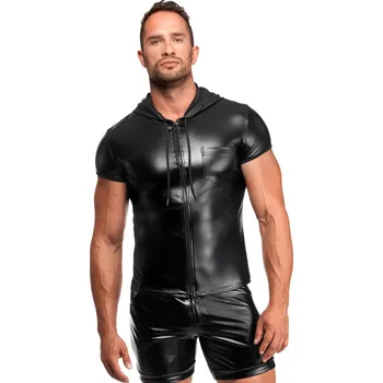 Pánské erotické prádlo Noir Handmade H085 Vexen Hooded T-Shirt Black Velikost L