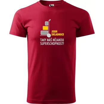 Pánská móda Sablio Tričko s potiskem Jsem skladnice, taky máš nějakou superschopnost? - červené 4XL