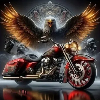 Obraz Diamantová mozaika Červený motor na pozadí orla 30x40 cm Kreativní diamanty