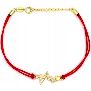 Náramek Stříbrný náramek 925 pozlacený, linie života na červené šňůrce r20