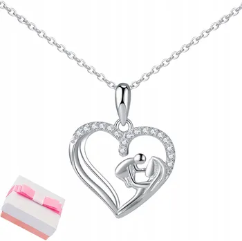 Náhrdelník STŘÍBRNÝ NÁHRDELNÍK 925 SRDCE MATKA DÍTĚ MARIA