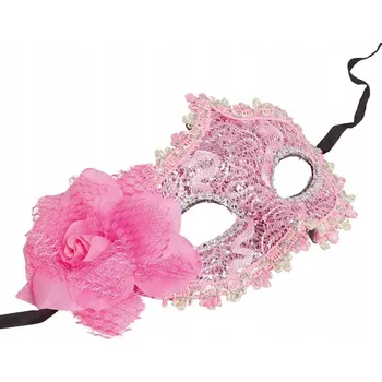 Karnevalová maska Maska na oči (benátská) Guirca 12947 plastová růžová