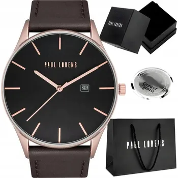Hodinky Pánské hodinky Paul Lorens LONGIO HNĚDÉ kožené s datumovkou