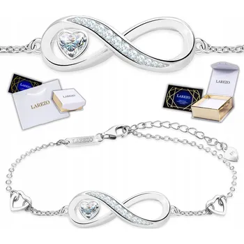 Náramek Stříbrný náramek 925 Křišťálové srdce s nekonečnem a zirkony