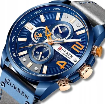 Hodinky Pánské quartzové datumovka Pánské hodinky Curren s koženým pouzdrem a chronografem