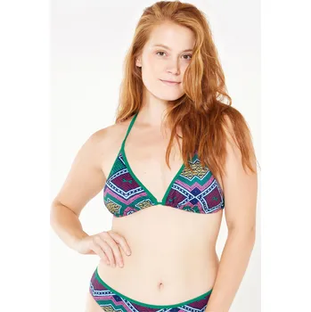 Dámské plavky OLAIAN Dámské plavky horní díl s posuvnými trojúhelníky Mae 46 ZELENÁ