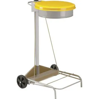 Pytle na odpadky Pojízdný stojan Manutan Expert Kelis na odpadkové pytle s víkem, žlutý