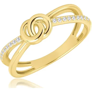 Prsten MINET Zlatý prsten s motivem kroužku a bílým zirkonem Au 585/1000 vel. 59 - 2,00g