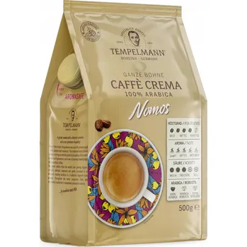 Káva 1x 500g TEMPELMANN Nomos Cafe Crema zrnková káva 100% Arabica