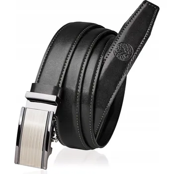 Opasek Kožený pánský pásek AUTOMATIC černý 95-110 cm
