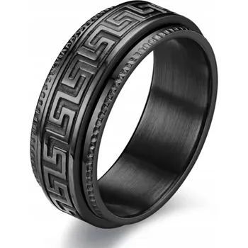 Prsten Černý Prsten Řecký Klíč Otočný Pečetní Prsten Proti Úzkosti Ocel Ocel