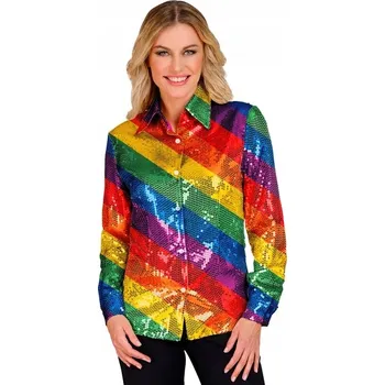 Dámská košile Dámská košile s flitry duhová vícebarevná flitry S/M