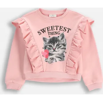 Dívčí mikina Dětská Tepláková Mikina Dívčí Tepláková Pudrová Růžová Kočka 104 Coccodrillo ZC5