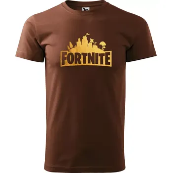 Pánské tričko Sablio Tričko s potiskem Fortnite Pevnost Desert - hnědé S