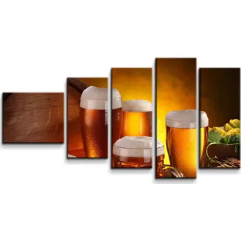Obraz Sablio Obraz - 5-dílný Krýgly s pivem - 100x60 cm